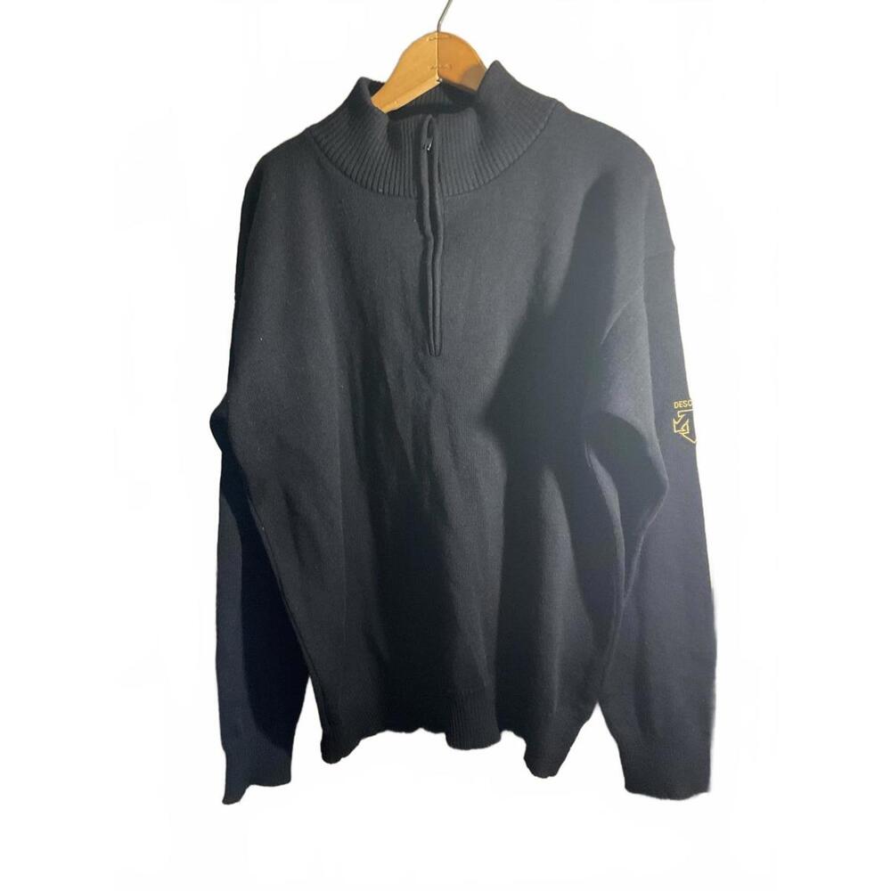 Descente Cozy Men's Black Wool Half-Zip Sweater XL